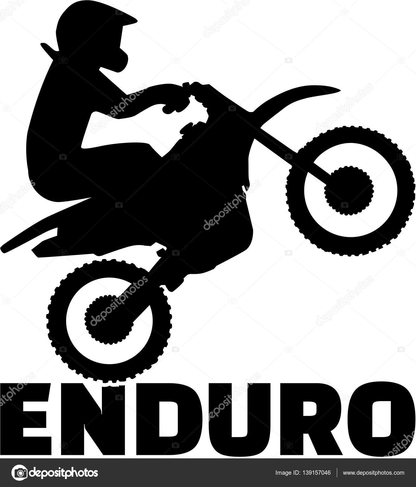 Silueta moto  enduro  Silueta de palabra y piloto de 