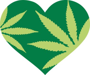 Kenevir ile yeşil kalp yapraklar