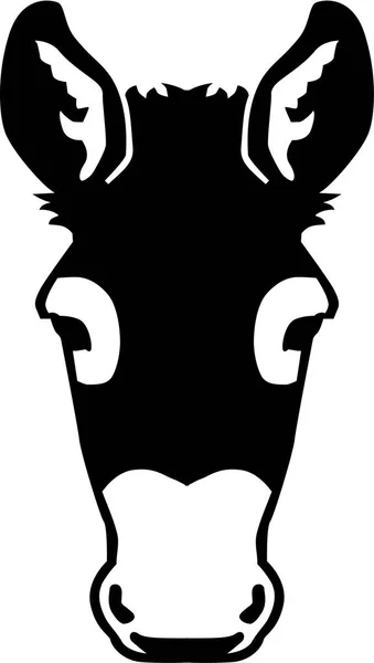 Cabeça de burro com vista frontal — Vetor de Stock