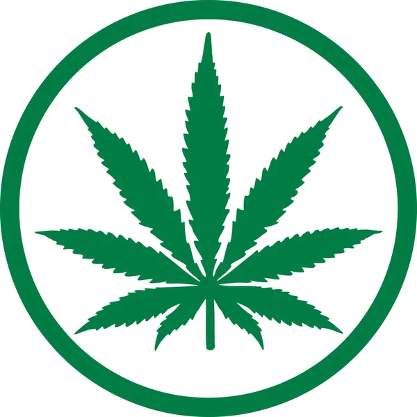 Hoja de cáñamo de marihuana en círculo — Archivo Imágenes Vectoriales
