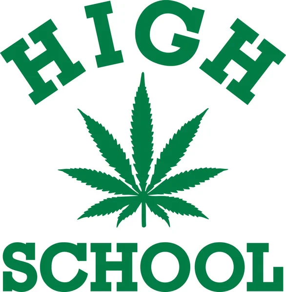 Divertente liceo con foglia di marijuana — Vettoriale Stock