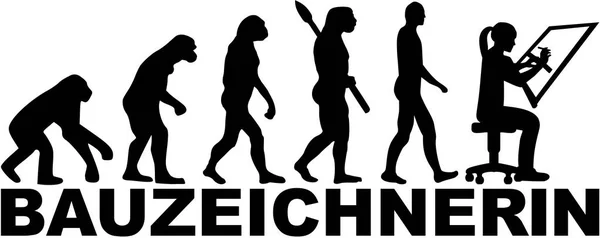 ドイツ女性の肩書きを持つ製図進化 — ストックベクタ