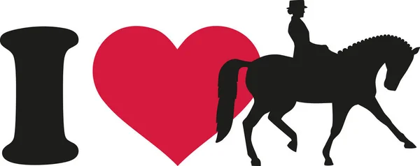 Eu amo cavalo de curativo com cavaleiro — Vetor de Stock