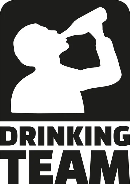 Drinken Team embleem met silhouet van het drinken van man — Stockvector