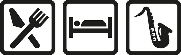 Saxophone - Mangez des icônes du sommeil — Image vectorielle