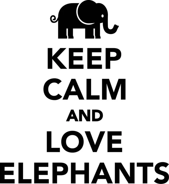Zachowaj spokój i miłość słonie — Wektor stockowy