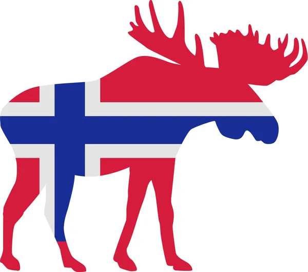 Moose with norway flag — Stock Vector