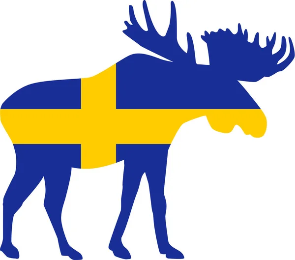 Moose with sweden flag — Stock Vector