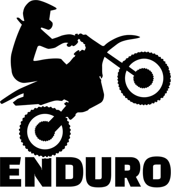 Palavra de Enduro e silhueta de motorista — Vetor de Stock