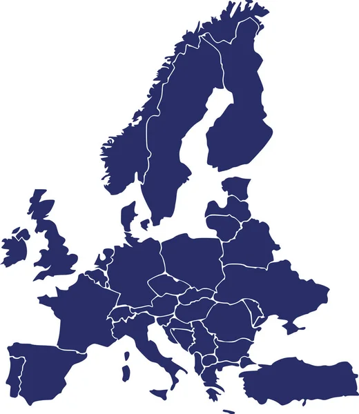 Mappa Europa con confini — Vettoriale Stock