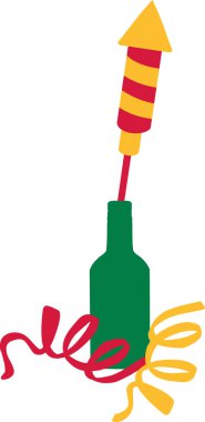 Yeni yıl arifesinde havai fişek roket bir şişe