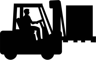 Sürücü siluet ile forklift