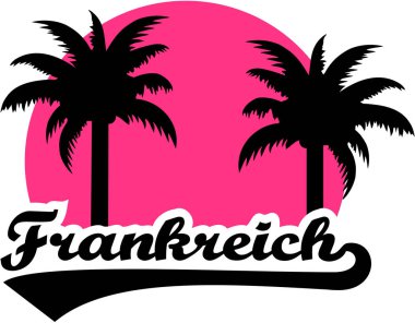 Palmiye ve pembe güneş ile Fransa. Almanca.