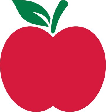 Kırmızı elma simgesi yeşil yaprak