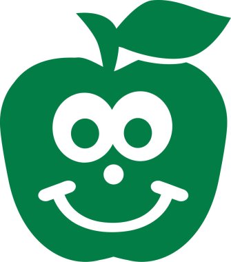 Sevimli yüzü ile yeşil elma