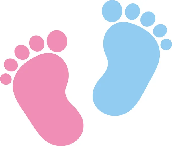 Huella de bebé rosa y azul — Vector de stock