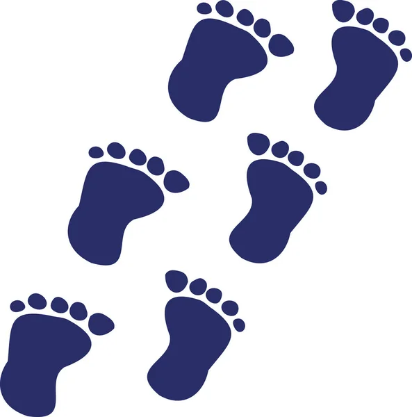 Baby voetafdrukken in een rij — Stockvector