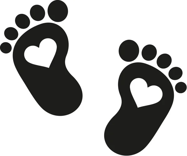 Baba lábnyom ikon szívvel — Stock Vector