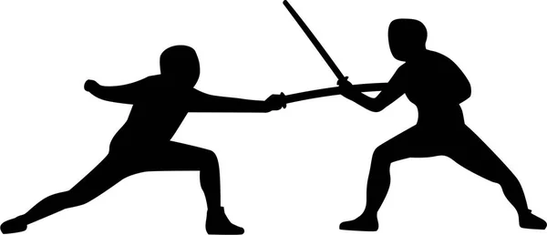 Два фехтувальників боротьба — стоковий вектор