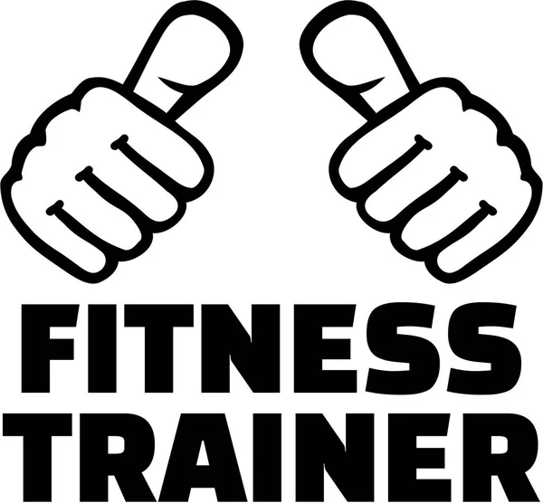 Treinador de fitness com polegares — Vetor de Stock