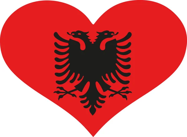 Albanien Flagge Herz — Stockvektor