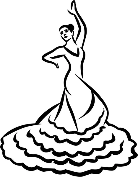 Dançarino flamenco - estilo caligrafia — Vetor de Stock