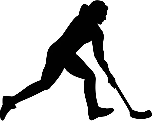 Unihockeyspielerin Silhouette — Stockvektor