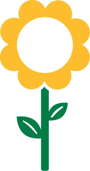 Fleur avec grande fleur jaune et tige verte — Image vectorielle