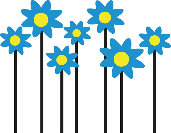 Fleurs bleues aux longues tiges abstraites — Image vectorielle
