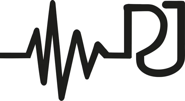 Herzschlagzeile mit DJ-Buchstaben — Stockvektor
