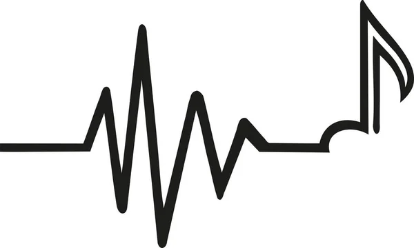 Heartbeat met muziek Opmerking — Stockvector