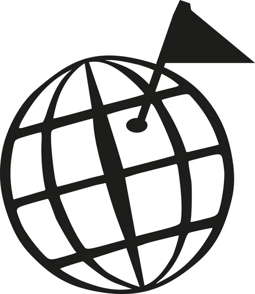 Geocaching globo mundial com bandeira objetivo — Vetor de Stock