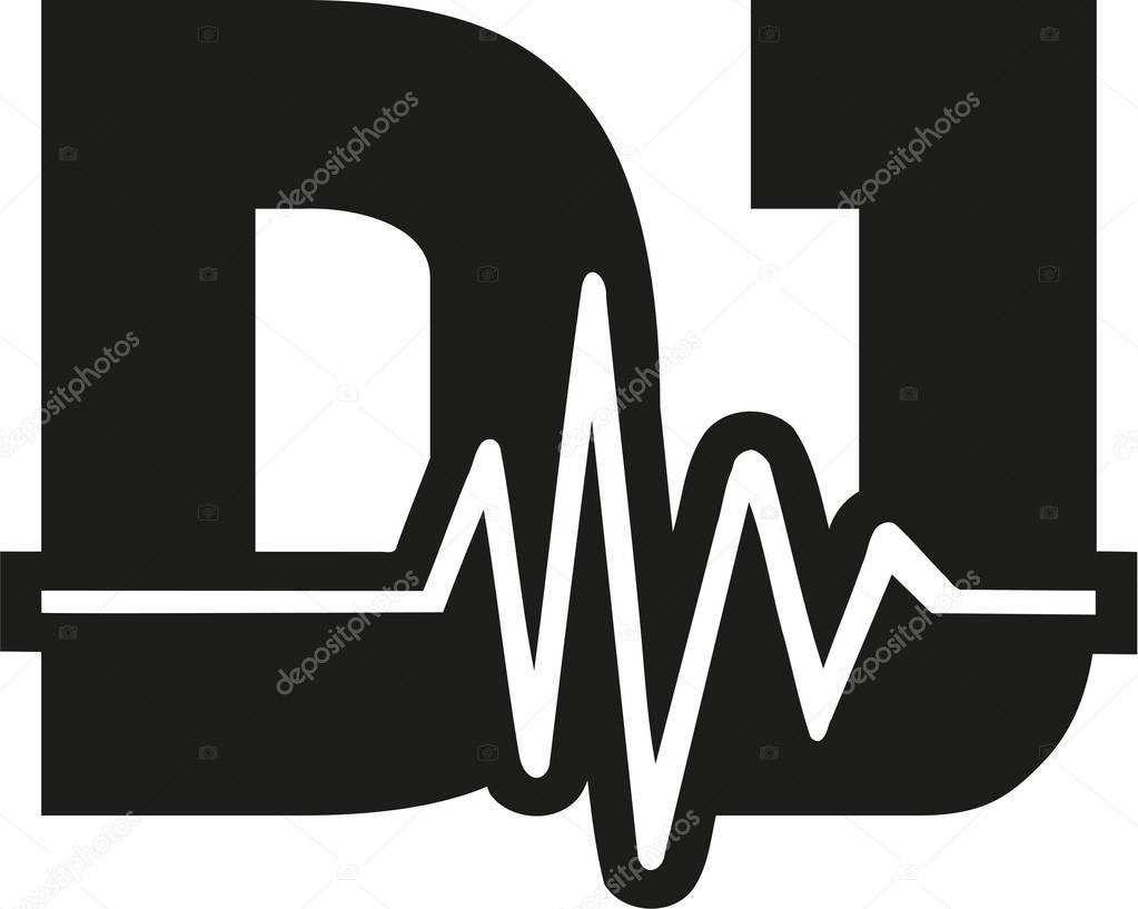 DJ word with soundwave