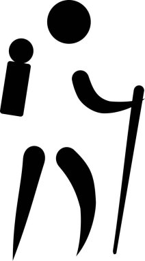 Uzun yürüyüşe çıkan kimse simge vektör