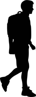 Uzun yürüyüşe çıkan kimse model siluet vektör