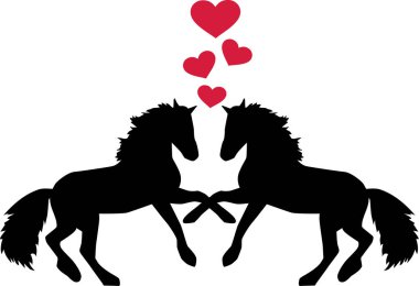 İki at aşık Kalpler