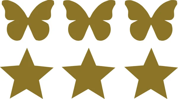 Üç yıldız ile üç kelebekler — Stok Vektör