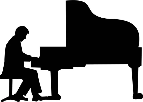 Piyano çalar siluet — Stok Vektör