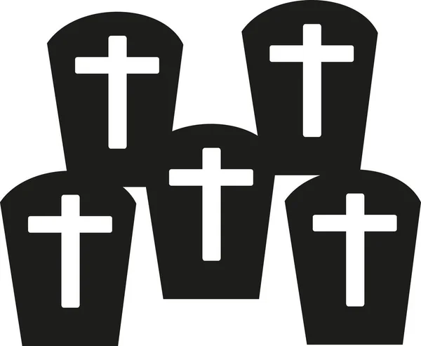 Tumbas con cruces - cementerio — Vector de stock