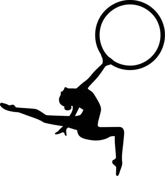Gymnastika dívka, která skočila s hoop — Stockový vektor
