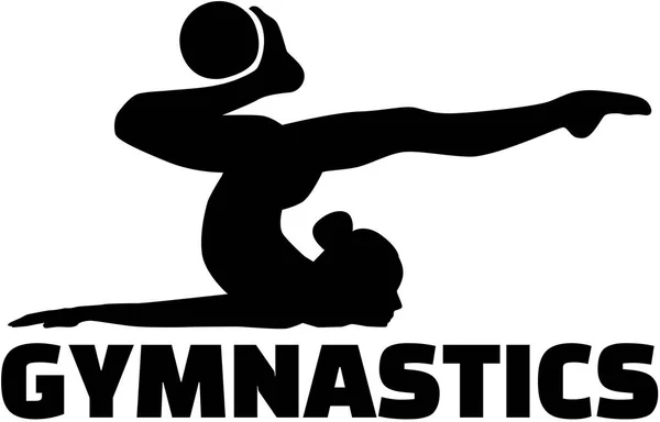 Спортивная гимнастика с женскими упражнениями с мячом — стоковый вектор