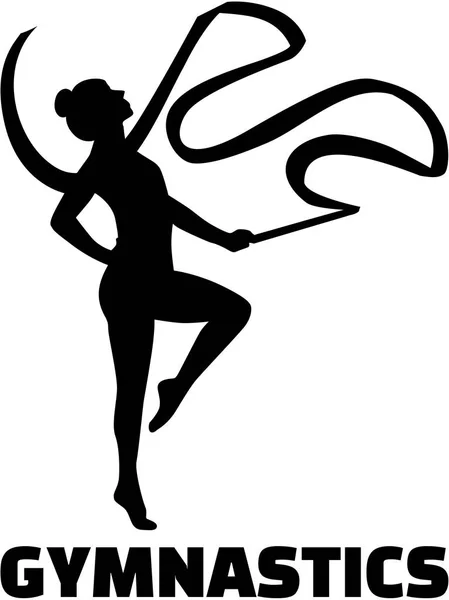 Женщина с лентой и гимнастическим словом — стоковый вектор