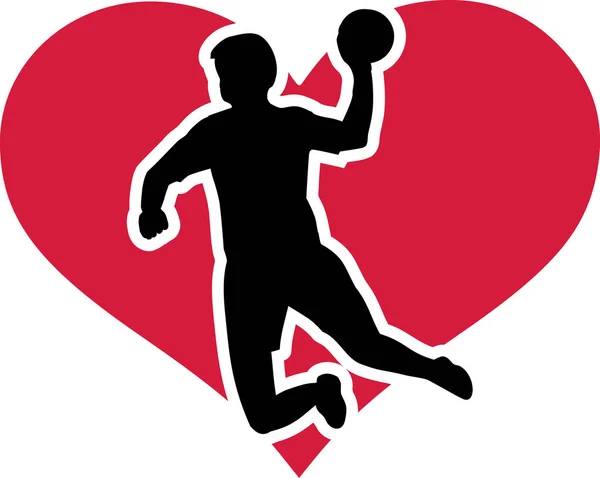Handbolls spelare hjärta — Stock vektor