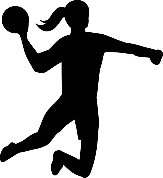 Balonmano mujer lanzando bola — Vector de stock