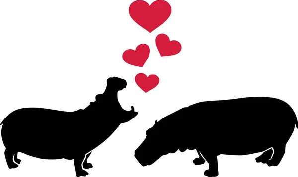 Hippos in love — Stock Vector