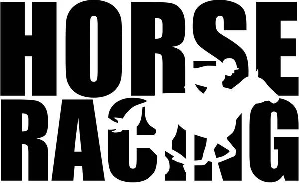 Palavra de corrida de cavalos com recorte silhueta —  Vetores de Stock