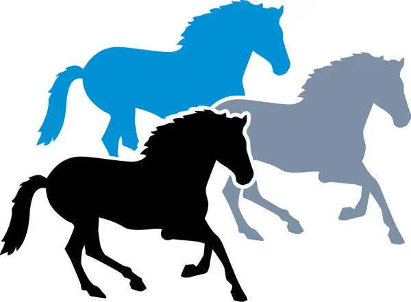 Three horses running fast — Stock Vector