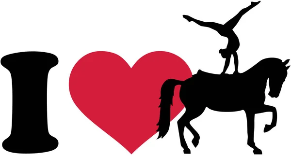 Adoro silhueta de cavalo Vaulting — Vetor de Stock