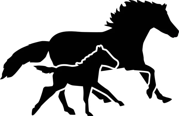 Мать-лошадь и жеребенок бегут — стоковый вектор