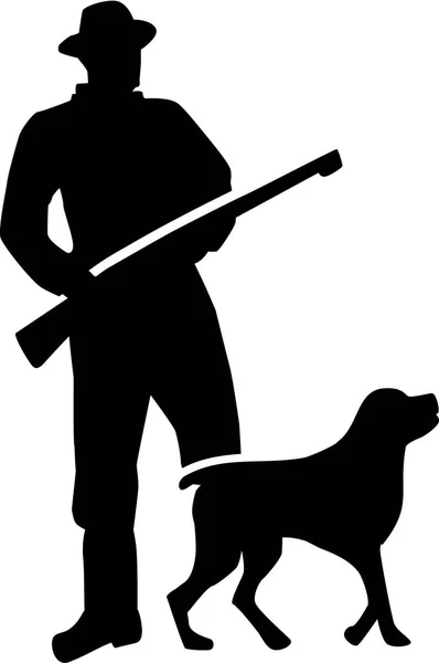Silhouette Hunter avec chien — Image vectorielle